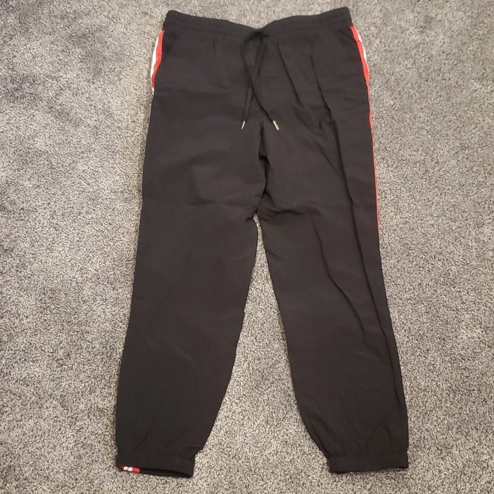 Men's Black Athletic Jogger Pants with Red Trim